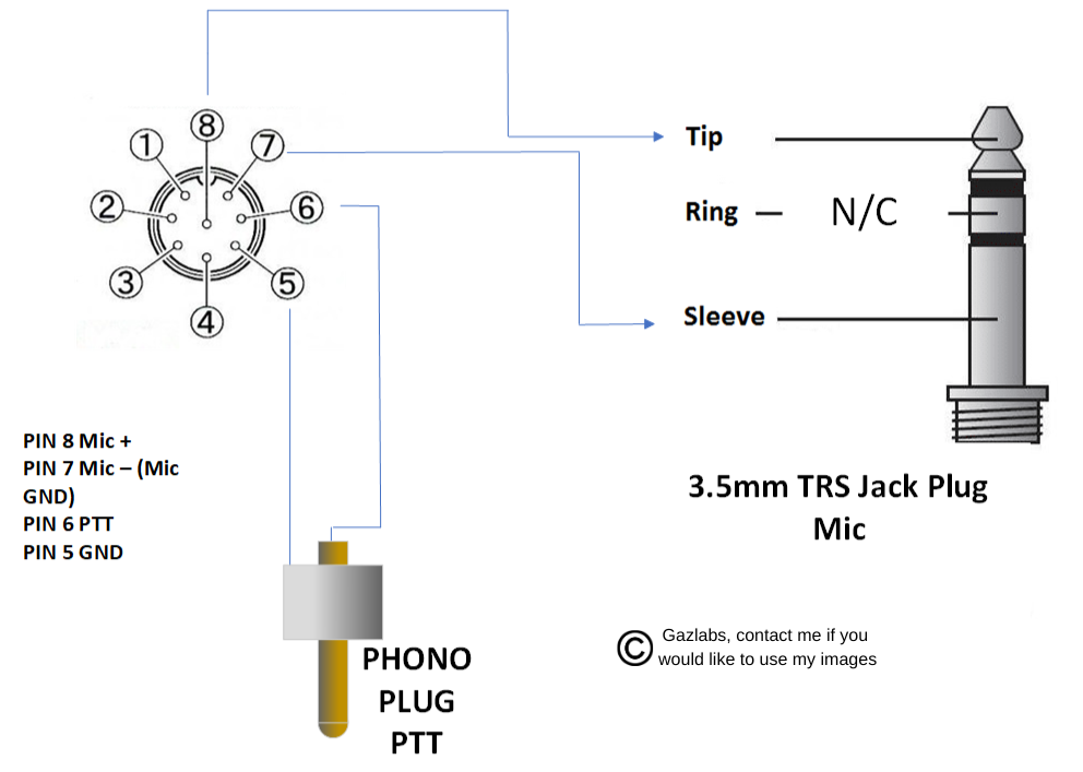 Flex Radio FLEX-ACC-8P-TRS Mic cable schematic